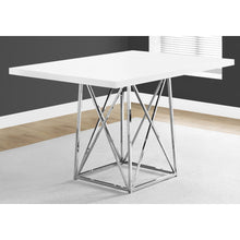 Load image into Gallery viewer, 36&quot; x 48&quot; x 31&quot; White Gloss Particle Board and Chrome Metal Dining Table