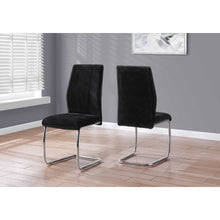 Load image into Gallery viewer, Two 77.5&quot; Velvet Chrome Metal and Foam Dining Chairs