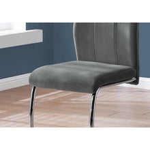 Load image into Gallery viewer, Two 77.5&quot; Dark Grey Velvet Chrome Metal and Foam Dining Chairs