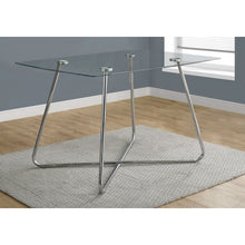 Load image into Gallery viewer, 30&quot; Chrome Metal and Clear Tempered Glass Dining Table
