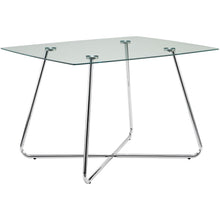 Load image into Gallery viewer, 31&quot; Chrome Metal and Clear Tempered Glass Dining Table