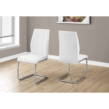 Load image into Gallery viewer, Two 77.5&quot; Leather Look Chrome Metal and Foam Dining Chairs