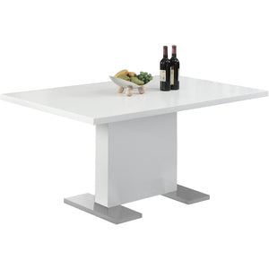 35.5" x 59" x 30" White Metal Dining Table