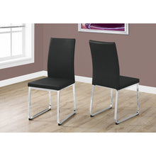 Load image into Gallery viewer, Two 39.5&quot; Leather Look Foam and Chrome Metal Dining Chairs