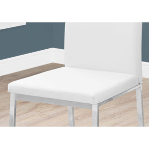 39.5" x 34" x 76" White Foam Metal Leather Look Dining Chairs 2pcs