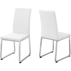 39.5" x 34" x 76" White Foam Metal Leather Look Dining Chairs 2pcs