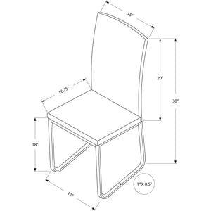 39.5" x 34" x 76" White Foam Metal Leather Look Dining Chairs 2pcs