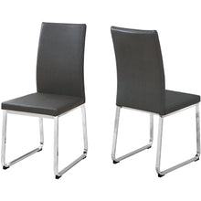Load image into Gallery viewer, Set of 2 Grey Faux Leather and Chrome Dining Chairs