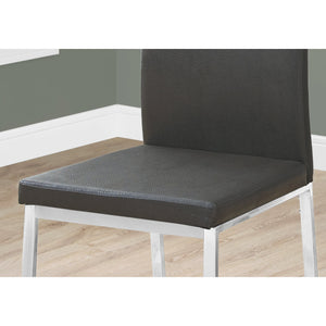 Set of 2 Grey Faux Leather and Chrome Dining Chairs