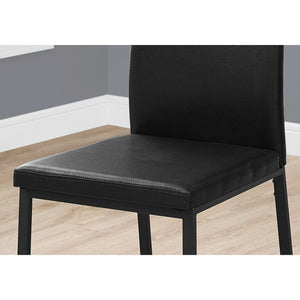 Two 38" Black Faux Leather and Metal Dining Chairs