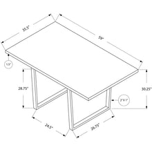 Load image into Gallery viewer, 35.5&quot; x 59&quot; x 30.25&quot; White Particle Board Metal Dining Table