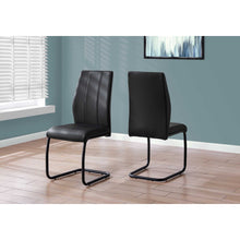 Load image into Gallery viewer, Two 77.5&quot; Black Leather Look Chrome Metal and Foam Dining Chairs