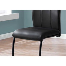 Load image into Gallery viewer, Two 77.5&quot; Black Leather Look Chrome Metal and Foam Dining Chairs