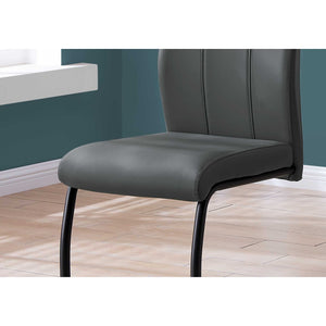 40.5" x 34.5" x 77.5" Grey Black Foam Metal Leather Look Dining Chairs 2pcs