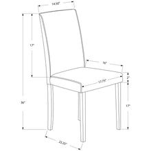 Load image into Gallery viewer, 44.5&quot; x 35.5&quot; x 72&quot; Cappuccino Foam Solid Wood Leather Look Dining Chairs 2pcs