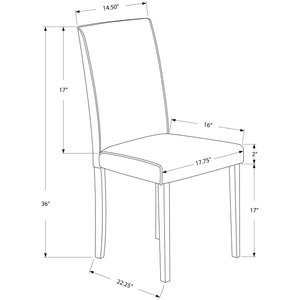 44.5" x 35.5" x 72" Cappuccino Foam Solid Wood Leather Look Dining Chairs 2pcs