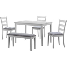 Load image into Gallery viewer, 69.5&quot; x 81.5&quot; x 99&quot; White Grey Solid Wood Foam Veneer 5pcs Dining Set