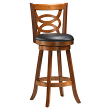 Load image into Gallery viewer, 38&quot; x 35&quot; x 84&quot; Oak Black Solid Wood Foam Veneer Leather Look 2pcs Swivel Barstools