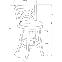 Load image into Gallery viewer, 38&quot; x 35&quot; x 84&quot; Oak Black Solid Wood Foam Veneer Leather Look 2pcs Swivel Barstools