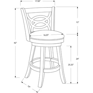 38" x 35" x 84" Oak Black Solid Wood Foam Veneer Leather Look 2pcs Swivel Barstools