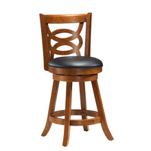 Load image into Gallery viewer, 38&quot; x 35&quot; x 78&quot; Oak Black Solid Wood Foam Veneer Leather Look 2pcs Swivel Barstools