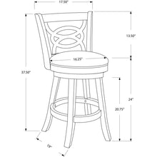 Load image into Gallery viewer, 38&quot; x 35&quot; x 78&quot; Oak Black Solid Wood Foam Veneer Leather Look 2pcs Swivel Barstools