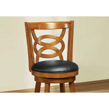 Load image into Gallery viewer, 38&quot; x 35&quot; x 78&quot; Oak Black Solid Wood Foam Veneer Leather Look 2pcs Swivel Barstools