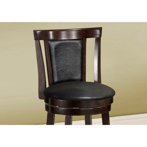 40.5" x 37.5" x 86" Cappuccino Black Solid Wood Foam Veneer Leather Look 2pcs Swivel Barstools