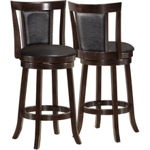 Load image into Gallery viewer, 40.5&quot; x 37.5&quot; x 78&quot; Cappuccino Black Solid Wood Foam Veneer Leather Look 2pcs Swivel Barstools