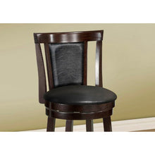 Load image into Gallery viewer, 40.5&quot; x 37.5&quot; x 78&quot; Cappuccino Black Solid Wood Foam Veneer Leather Look 2pcs Swivel Barstools