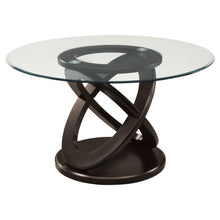 Load image into Gallery viewer, 48&quot; x 48&quot; x 30.5&quot; Espresso Clear Glass Solid Wood Tempered Glass Tempered Glass Dining Table