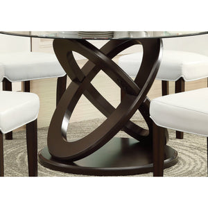 48" x 48" x 30.5" Espresso Clear Glass Solid Wood Tempered Glass Tempered Glass Dining Table