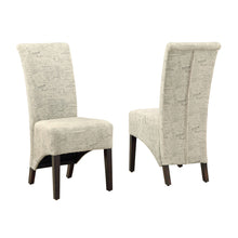 Load image into Gallery viewer, 46&quot; x 38&quot; x 81&quot; Beige Cappuccino Foam Particle Board Solid Wood Linen Dining Chairs 2pcs