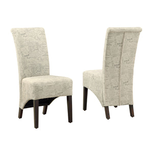 46" x 38" x 81" Beige Cappuccino Foam Particle Board Solid Wood Linen Dining Chairs 2pcs