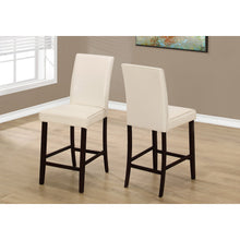 Load image into Gallery viewer, Two 40&quot; Ivory Leather Look Solid Wood and MDF Counter Height Dining Chairs