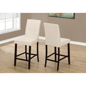 Two 40" Ivory Leather Look Solid Wood and MDF Counter Height Dining Chairs