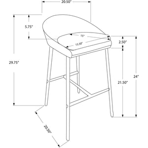 41" x 41" x 59.5" White Foam Metal LeatherLook Barstool 2pcs