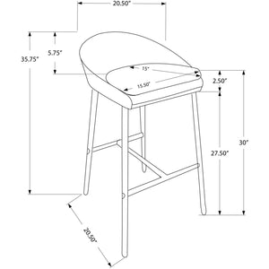 41" x 41" x 71.5" White Foam Metal Leather Look Barstool set of 2