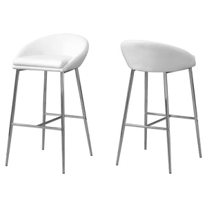 41" x 41" x 71.5" White Foam Metal Leather Look Barstool set of 2