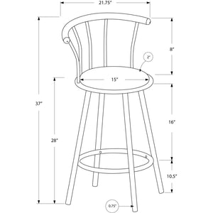 43.5" x 43.5" x 74" Black Metal Foam Leather Look Barstool