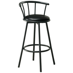 43.5" x 43.5" x 74" Black Metal Foam Leather Look Barstool