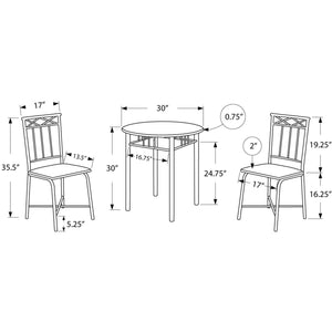 64" x 64" x 101" Grey Black Metal Foam Microfiber 3pcs Dining Set