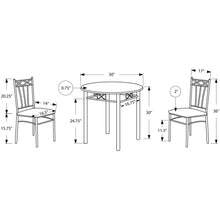 Load image into Gallery viewer, 64&quot; x 64&quot; x 102&quot; CappuccinowithSilver Metal 3pcs Dining Set