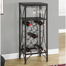 Load image into Gallery viewer, 12.5&quot; x 16.25&quot; x 40.5&quot; Black Metal Wine Bottle and Glass Rack Home Bar