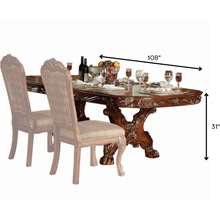 Load image into Gallery viewer, 46&quot; X 108&quot; X 31&quot; Cherry Oak Wood Poly Resin Dining Table with Trestle Pedestal