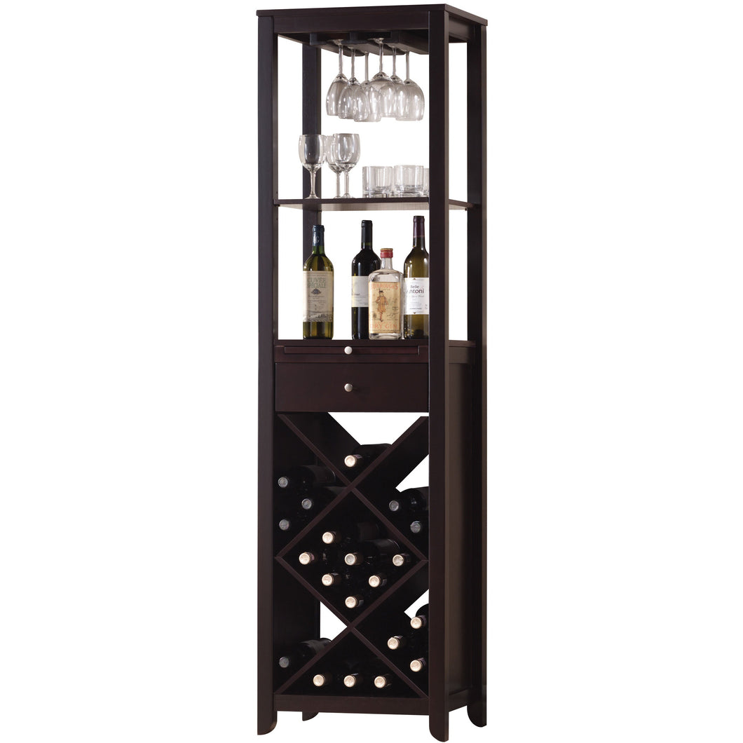 Modern Style Umber Finish Wood Wine Cabinet