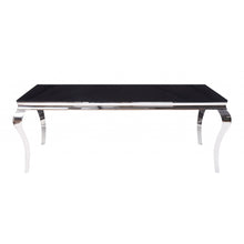 Load image into Gallery viewer, 40&quot; X 80&quot; X 30&quot; Stainless Steel Black Glass Dining Table