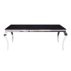 40" X 80" X 30" Stainless Steel Black Glass Dining Table