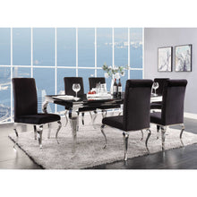 Load image into Gallery viewer, 40&quot; X 80&quot; X 30&quot; Stainless Steel Black Glass Dining Table