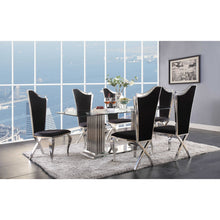 Load image into Gallery viewer, 39&quot; X 79&quot; X 30&quot; Stainless Steel Clear Glass Mirror Dining Table wDouble Pedestal